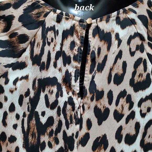 JUNE & HUDSON Leopard Print Silky Butterfly Sleeve Blouse, Small - Picture 4 of 11